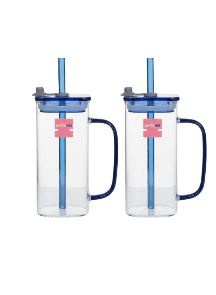 CrystoMax Glass Tumbler with Straw & Lid – High Borosilicate Reusable Drink Cup - Image 1